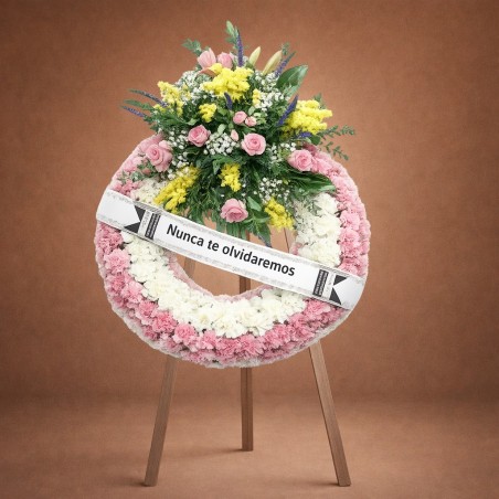 Corona Funeraria Serenidad | Tonos Blancos y Rosados