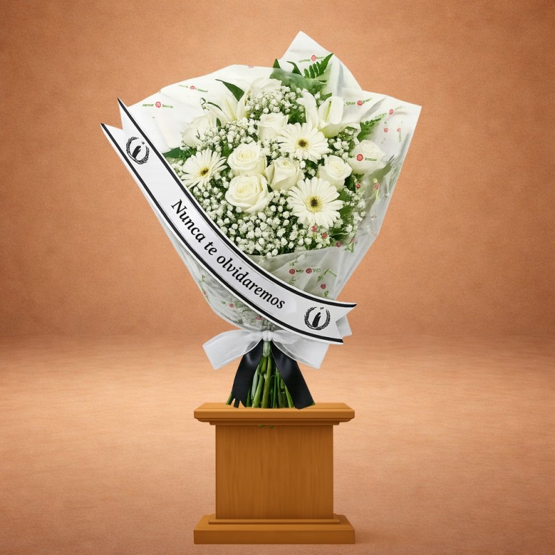 Ramo Funerario Pureza de Flores Blancas | Envío Tanatorio Urgente