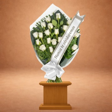 Ramo Funerario Nobleza de Rosas Blancas para Difuntos | Envío Urgente