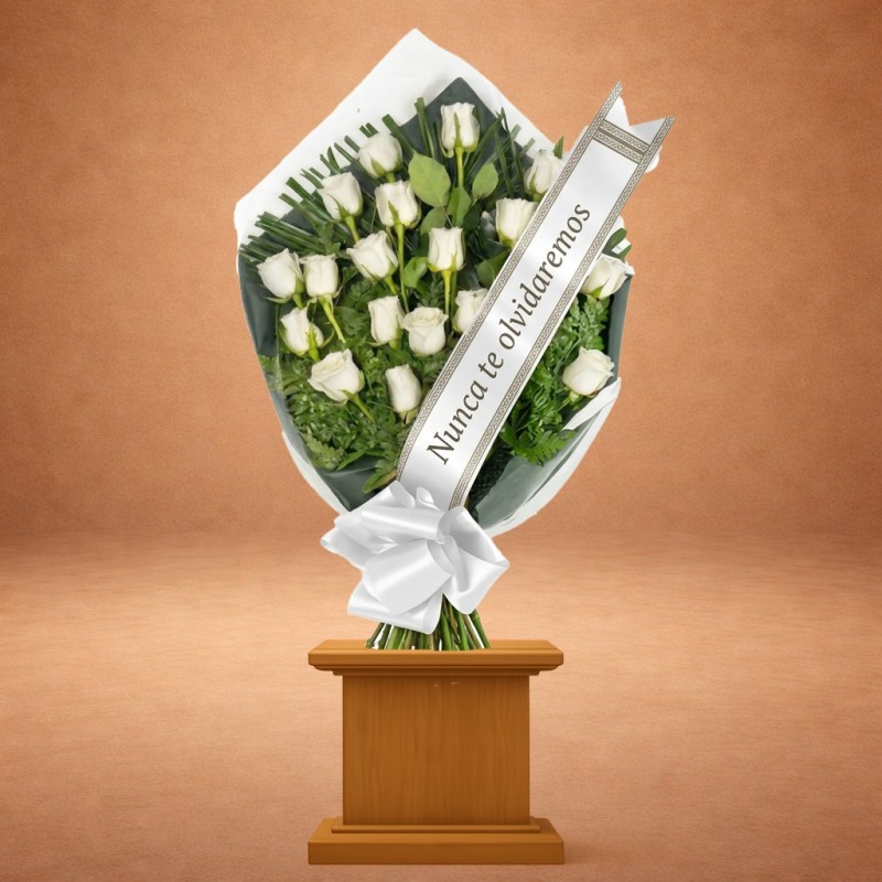 Ramo Funerario Nobleza de Rosas Blancas para Difuntos | Envío Urgente
