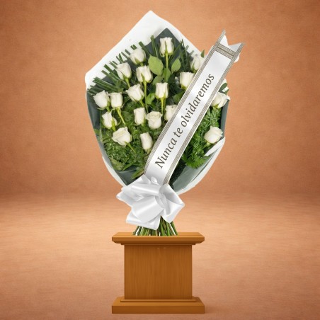 Ramo Funerario Nobleza de Rosas Blancas para Difuntos | Envío Urgente