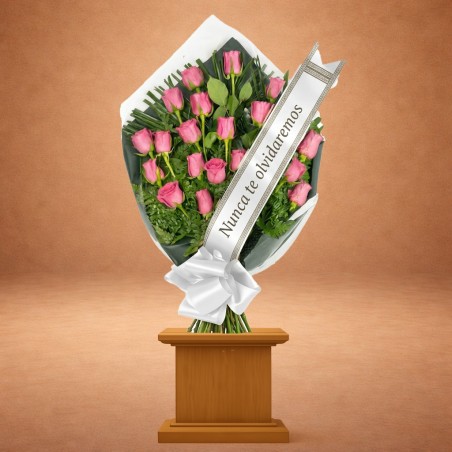 Ramo Funerario Gratitud de Rosas Rosa para Funeral | Envío Urgente